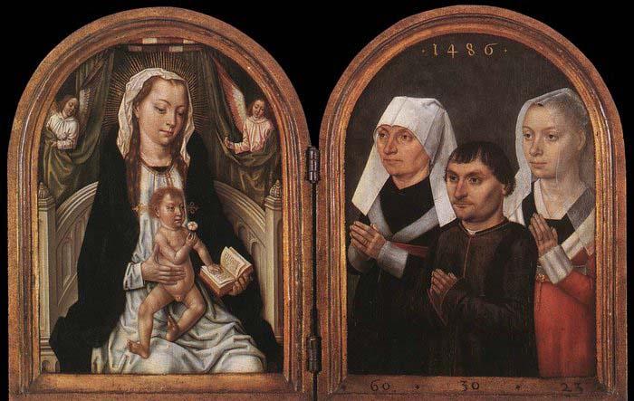 Master of the Saint Ursula Legend Diptych with the Virgin and Child and Three Donors France oil painting art